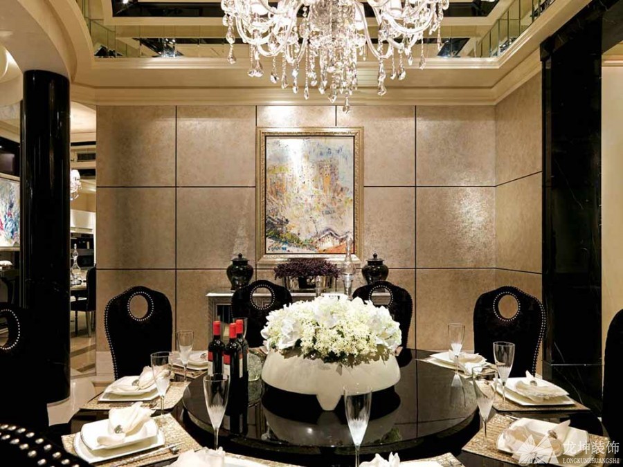 優雅精致歐式140平米四居室餐廳背景墻裝修效果圖