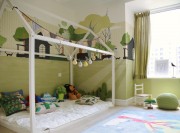 純凈森系北歐風格130平米三居室兒童房背景墻裝修效果圖