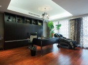 紅黑色系歐式風格220平米別墅書房吊頂裝修效果圖