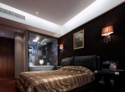 紅黑色系歐式風格220平米別墅臥室背景墻裝修效果圖