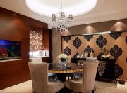 紅黑色系歐式風格220平米別墅餐廳吊頂裝修效果圖