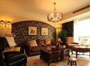 迷霧森林歐式風格220平米別墅客廳背景墻裝修效果圖