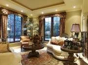 高貴華麗歐式風格220平米別墅客廳背景墻裝修效果圖