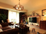 迷霧森林歐式風格220平米別墅客廳電視背景墻裝修效果圖