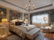 高貴精致歐式風格300平米別墅臥室背景墻裝修效果圖