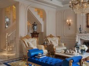 高貴精致歐式風格300平米別墅客廳背景墻裝修效果圖