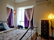 溫暖靜謐中式風格100平米二居室臥室窗簾裝修效果圖