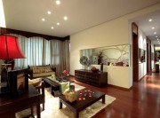 雅致荷韻中式風格90平米二居室客廳電視背景墻裝修效果圖