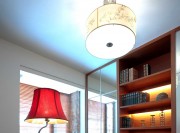 雅致荷韻中式風格90平米二居室書房吊頂裝修效果圖