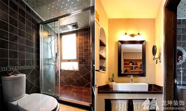 質樸混搭中式風格90平米二居室衛生間浴室柜裝修效果圖