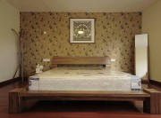 傳統(tǒng)原木色中式風格100平米二居室臥室背景墻裝修效果圖