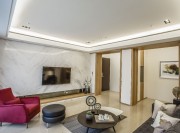 休閑雅致中式風格100平米二居室客廳電視背景墻裝修效果圖