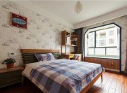 時尚雅致中式風格90平米二居室兒童房背景墻裝修效果圖