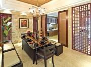 典雅休閑中式風格120平米三居室餐廳吊頂裝修效果圖