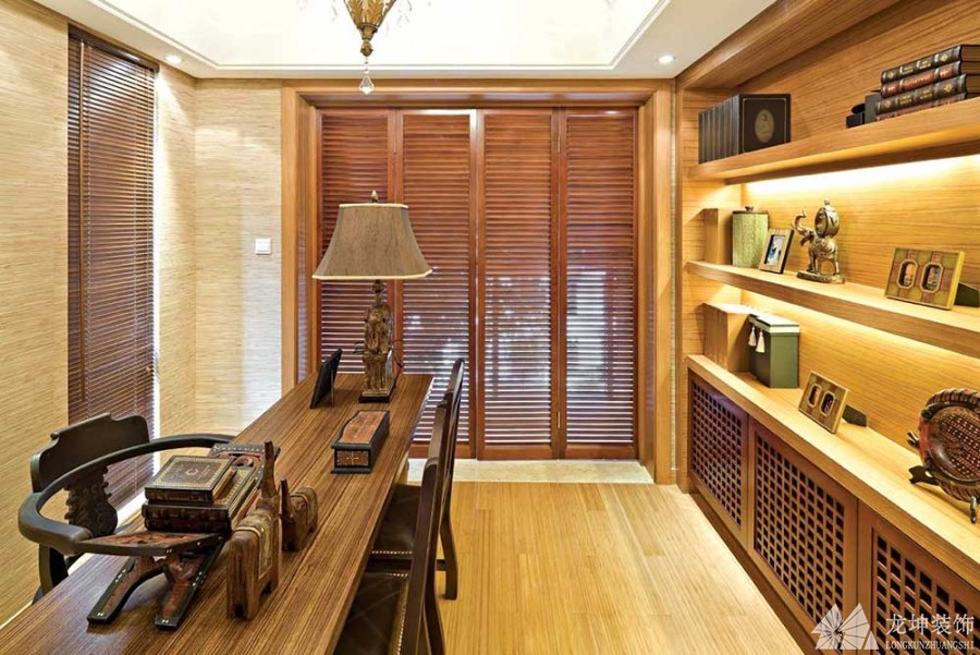 典雅休閑中式風格120平米三居室書房吊頂裝修效果圖