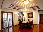 古典大氣中式風格120平米三居室餐廳吊頂裝修效果圖