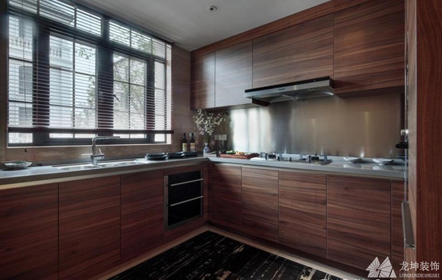 新中式沉穩大氣120平米三居室廚房櫥柜裝修效果圖