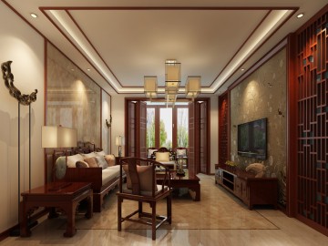 中式典雅大氣140平米四居室裝修效果圖