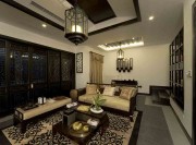 古典精致中式風格130平米四居室客廳背景墻裝修效果圖