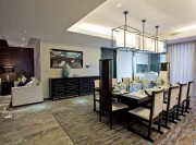 深淺結合中式風格120平米三居室餐廳吊頂裝修效果圖