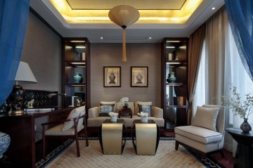 新中式沉穩大氣120平米三居室裝修效果圖