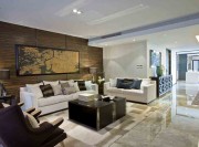 深淺結合中式風格120平米三居室客廳背景墻裝修效果圖