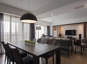 現代敞亮中式風格120平米三居室餐廳吊頂裝修效果圖