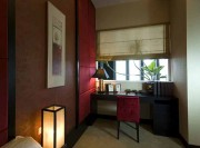 中式簡(jiǎn)約清新120平米三居室書(shū)房背景墻裝修效果圖