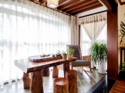 典雅精致新中式風(fēng)格100平米三居室陽臺裝修效果圖