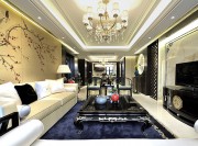 現代溫馨新古典風格140平米四居室客廳吊頂裝修效果圖