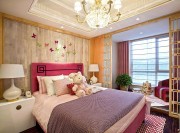 現代溫馨新古典風格140平米四居室兒童房背景墻裝修效果圖