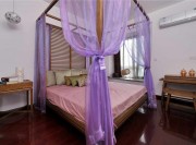 藍色文雅中式風格90平米二居室臥室背景墻裝修效果圖