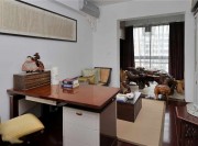 藍色文雅中式風格90平米二居室書房背景墻裝修效果圖