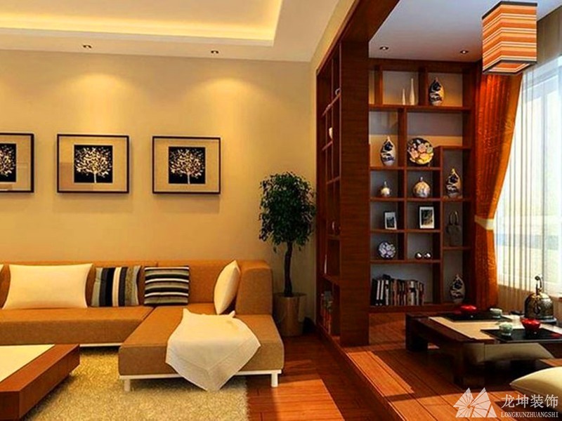 經典華美中式風格200平米別墅客廳背景墻裝修效果圖