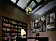 酷炫新中式風(fēng)格260平米別墅書房背景墻裝修效果圖