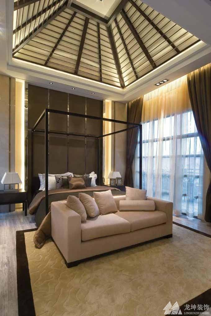 文雅藝術中式風格300平米別墅臥室吊頂裝修效果圖