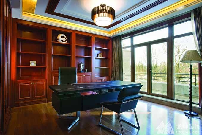 中式雅致大方220平米別墅書(shū)房吊頂裝修效果圖