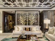 古樸雅致中式風格300平米別墅客廳背景墻裝修效果圖