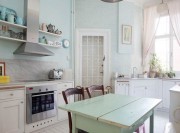 清新休閑田園風格80平米二居室廚房櫥柜裝修效果圖