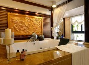 精致厚重中式風(fēng)格200平米別墅衛(wèi)生間浴室柜裝修效果圖