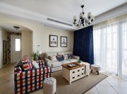 歐式清新田園風格100平米二居室客廳背景墻裝修效果圖