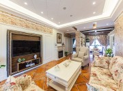 雅致溫馨田園風(fēng)格100平米二居室客廳電視背景墻裝修效果圖