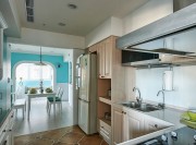 現代水色田園風格90平米二居室廚房櫥柜裝修效果圖