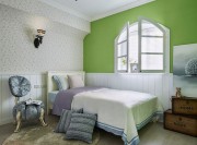 現代水色田園風格90平米二居室兒童房背景墻裝修效果圖