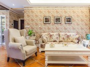 雅致溫馨田園風(fēng)格100平米二居室臥室背景墻裝修效果圖