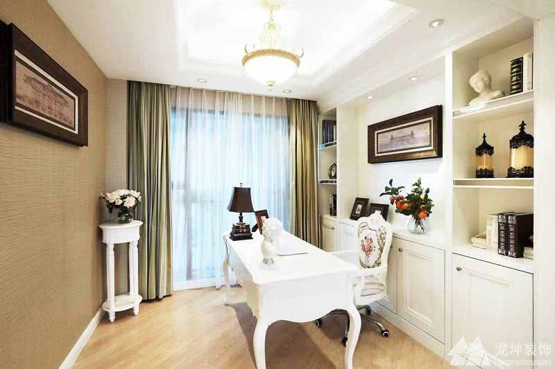 淡雅色調田園風格95平米二居室書房吊頂裝修效果圖