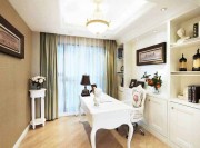 淡雅色調田園風格95平米二居室書房吊頂裝修效果圖