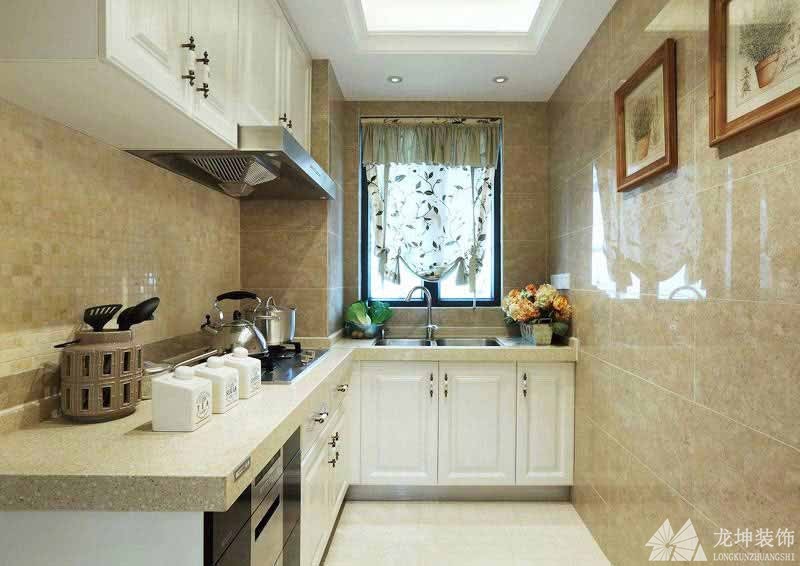 淡雅色調田園風格95平米二居室廚房櫥柜裝修效果圖