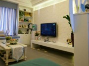 舒適浪漫田園風格90平米二居室客廳電視背景墻裝修效果圖