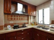 溫情雅致田園風(fēng)格100平米二居室廚房櫥柜裝修效果圖